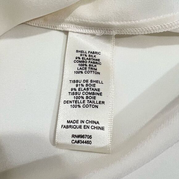 Rebecca Taylor Long Sleeve Sheer Yoke Small Cream Silk Blend Blouse Size 4 - Picture 6 of 14